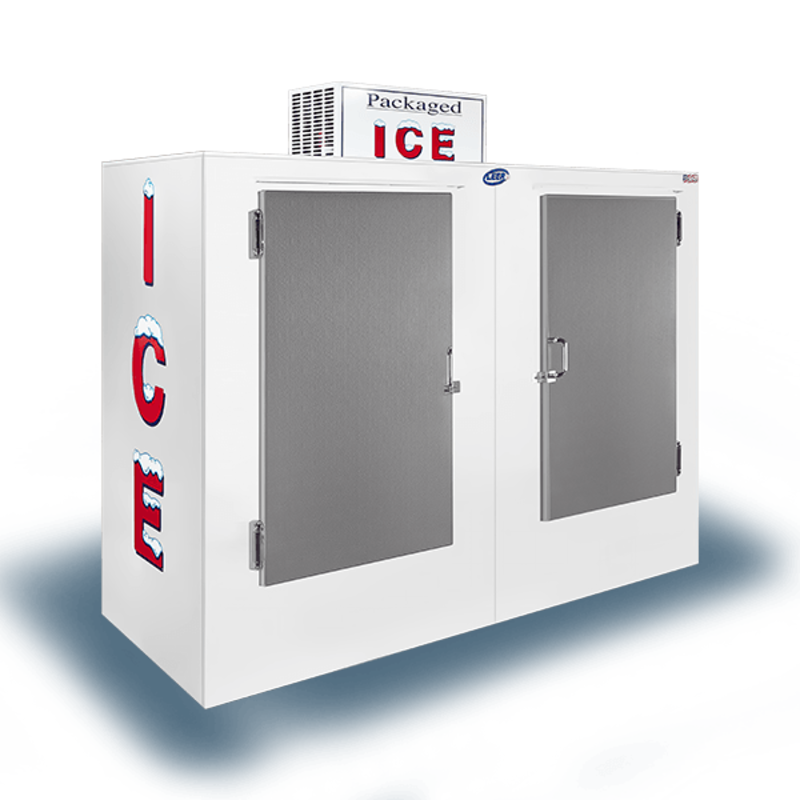 Leer L085UASP 85 Cu. Ft. 84-Inch Solid Door Outdoor Ice Merchandiser with Auto Defrost